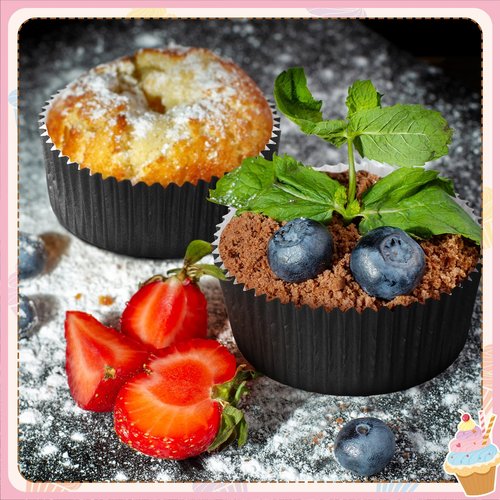 Uiifan Disposable Round Cupcake Liners Paper Baking Cups Wrappers Cupcake Paper Microwave Oven Safe Bakeware Mold for Snacks Cakes (Black,50 Pcs)