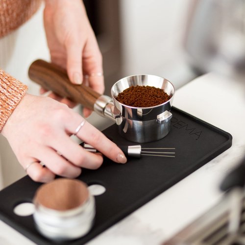 CREMA Coffee Products Weiss Distribution Technique (WDT) Tool | Even Coffee Ground Distribution for Better Extraction | Stainless Steel with Silicone Grip | Includes 6 Pins & Storage Vault | Silver