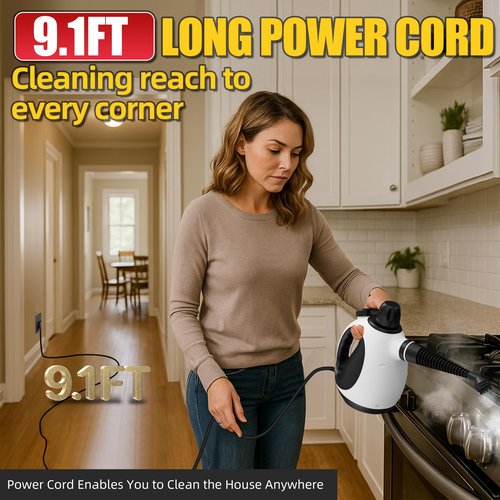 FANLILING Pressurized Multi-Surface Handheld Steam Cleaner for Home with 12 pcs Accessories, Chemical-Free Multi-Purpose Steamer for Cleaning Car, Furniture, Floor, Tile Grout and Home Use