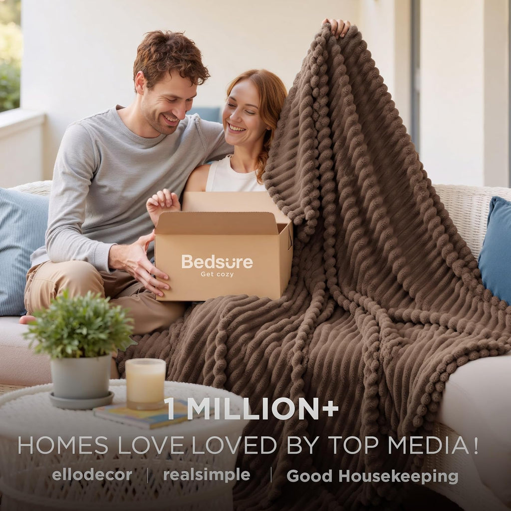 Bedsure GentleSoft Fleece Blanket - Cozy Brown Throw for Couch, Perfect for Women & Girls | 90x90 Inches
