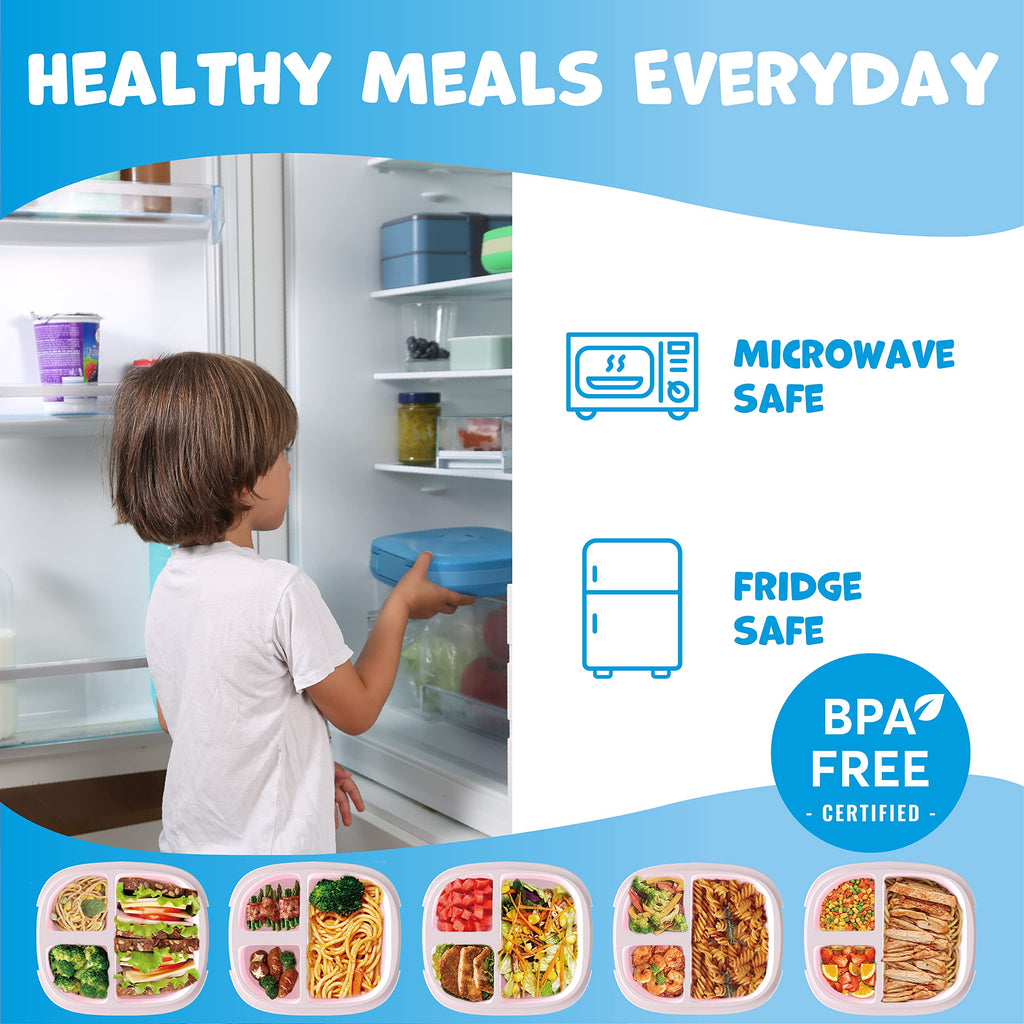 Umami All-in-1 Bento Box for Kids, Ice-pack & Utensils Included, 100% Leakproof & BPA free, Parents' favorite Lunch Box Kids (Blue, 27 oz)