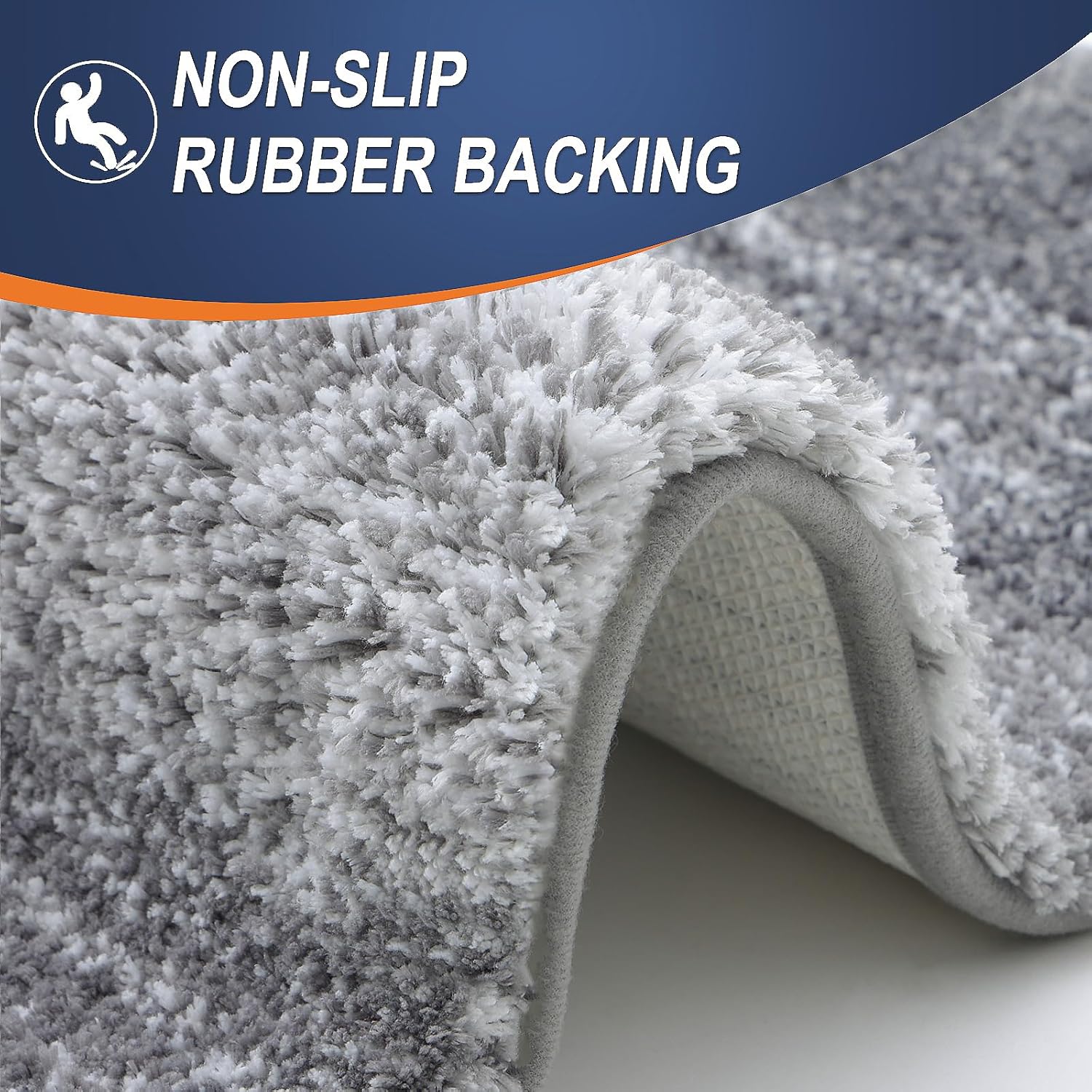 OLANLY Ombre Bath Rug Set - Soft & Absorbent 2-Piece Bathroom Rugs in Grey | 30x20 & 24x20 Inches