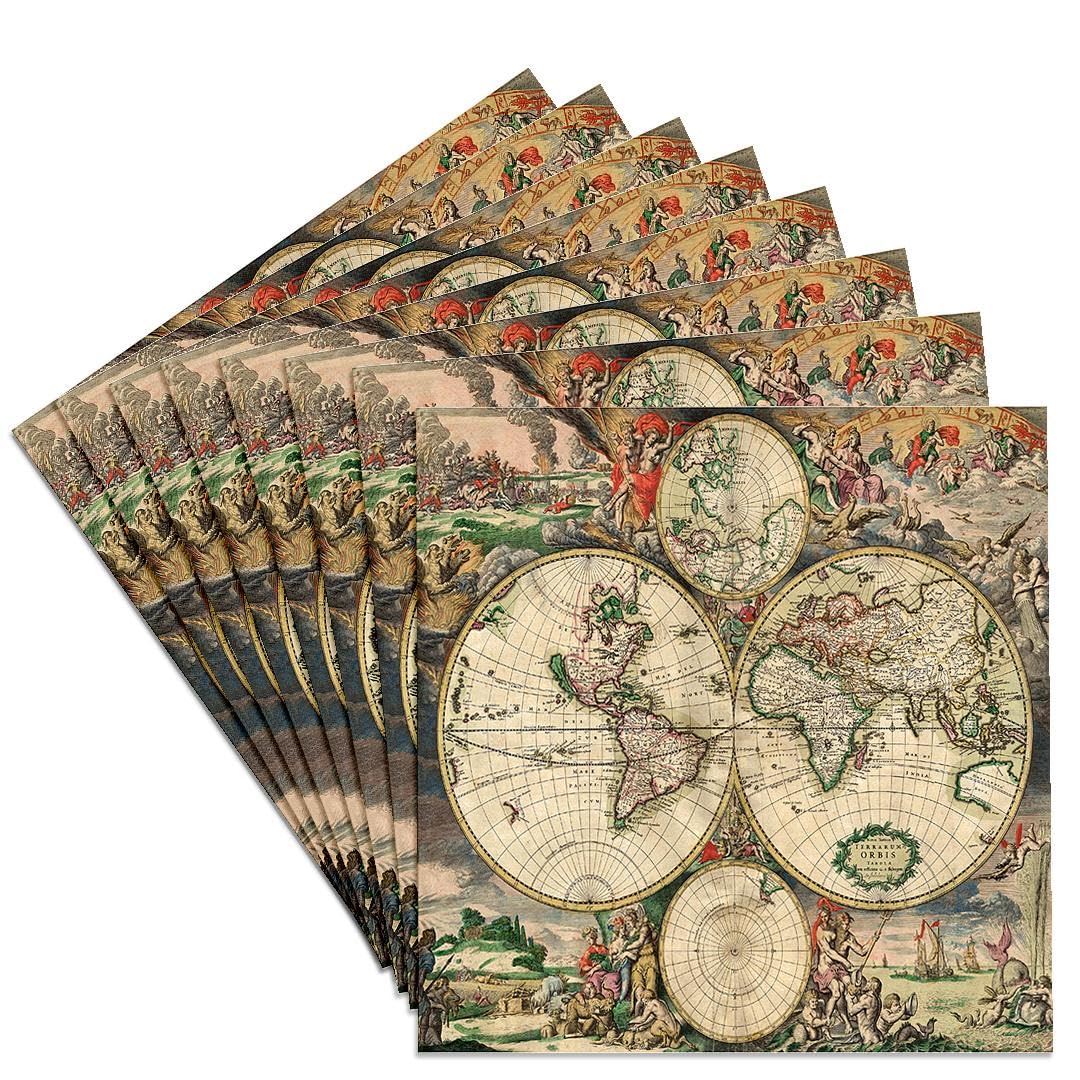 3dRose CST_7425_4 World Map 1689 Ceramic Tile Coasters, Set of 8