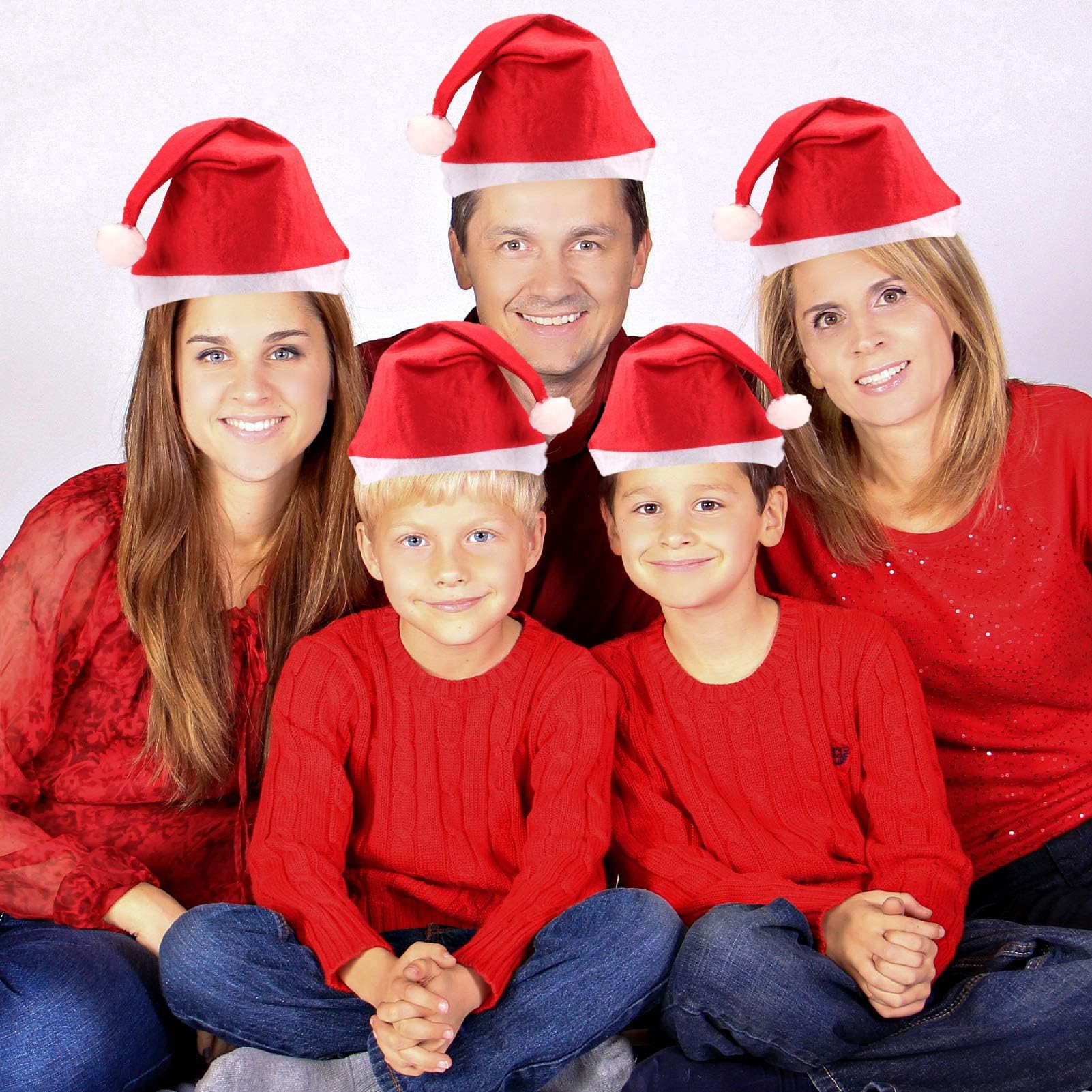 MNKXL Santa Hats Bulk for Adults,48pcs Christmas Hats Adults Universal Fit Plus Size,Thickened Red Santa Claus Hat for Christmas Party Accessories, Mens & Womens Adult Santa Hat