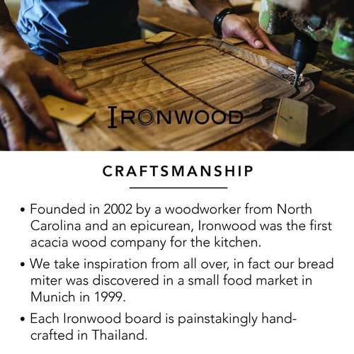 Ironwood Gourmet Big Catch Cutting Board, Acacia Wood, 10.5 x 15 x 1.25 inches
