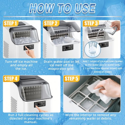 Bellisinno Ice Machine Cleaner Tablets, 36 Pack Countertop Ice Maker Cleaner, Nickel Safe Scale Remover for Countertop, Helps Remove Hard Water and Mineral Buildup