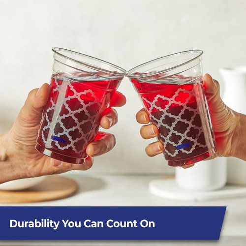 Hefty 18 Ounce Clear Plastic Party Cups - Printed Design | 20 Count for Celebrations