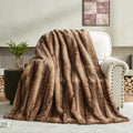 LOOMORA Luxury Faux Fur Blanket - Soft Warm Plush Blankets for Couch Sofa Bed, Fluffy Thick Throws for Bedroom, Office, Living Room, Decorative Reversible, Not Easy to shed - 60"x80", Brown