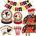 117 Pcs Red Cartoon 1st Birthday Party Decorations - Boy One Plates Napkins Cups Tablecloths Banner for Baby Shower Boys 1st Birthday Party Decorations Supplies - 20 Guests