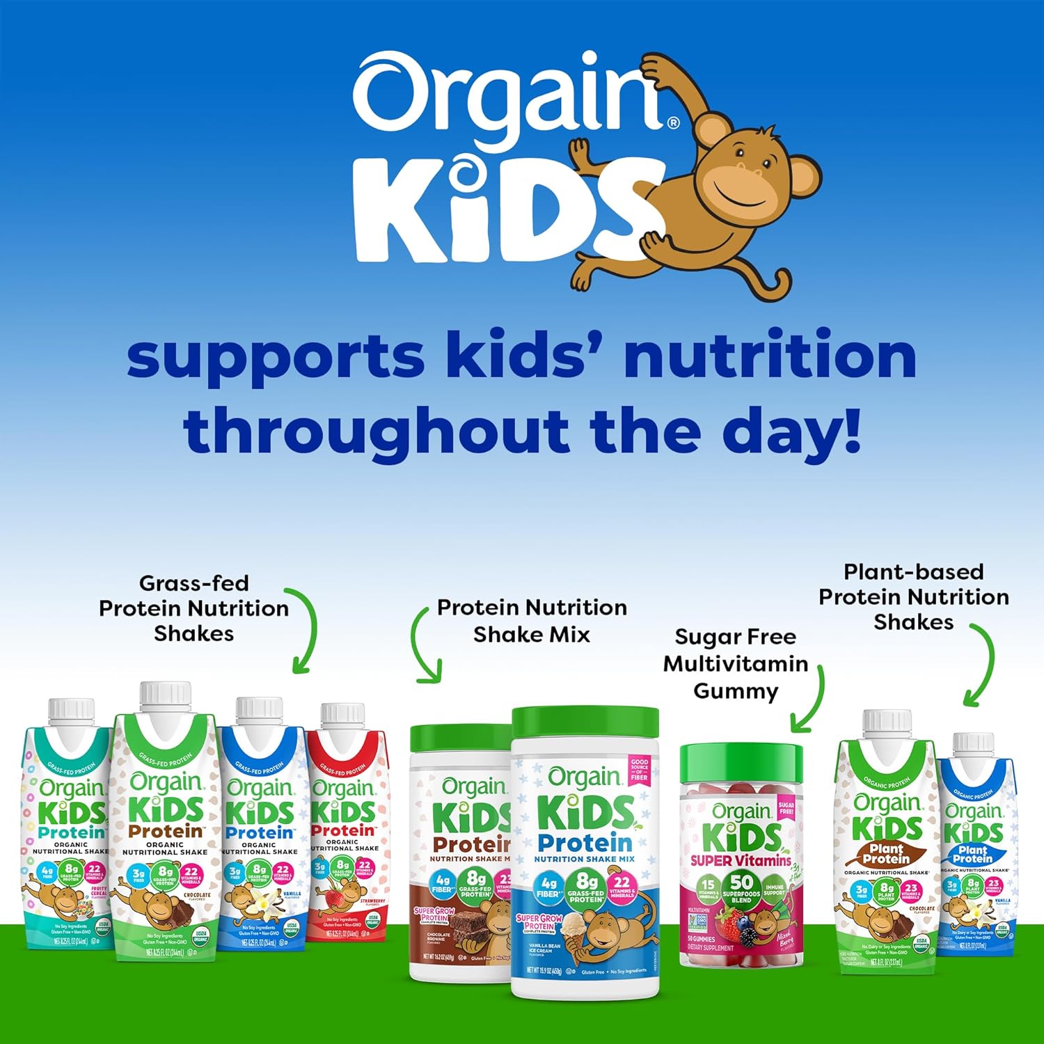 Orgain Organic Kids Protein Shake - Chocolate Flavor, 8g Dairy Protein, 22 Vitamins & Minerals | Gluten-Free, Non-GMO, 8.25 Fl Oz (Pack of 12)