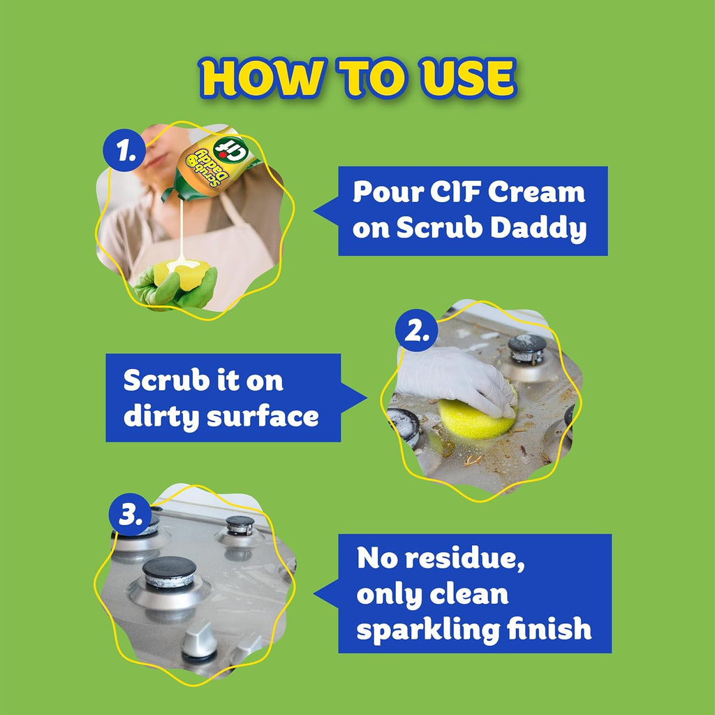 Scrub Daddy Sponges | Scrub Mommy Non-Scratch Kitchen & Bathroom Cleaning Kit - Cif All-Purpose Cleaner