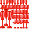 Domensi 40 Pcs Valentine's Day Red Champagne Flutes Bulk 6 oz Acrylic Wine Glasses Toasting Goblet Unbreakable Plastic High Stem Champagne Cups for Wedding Birthday Party