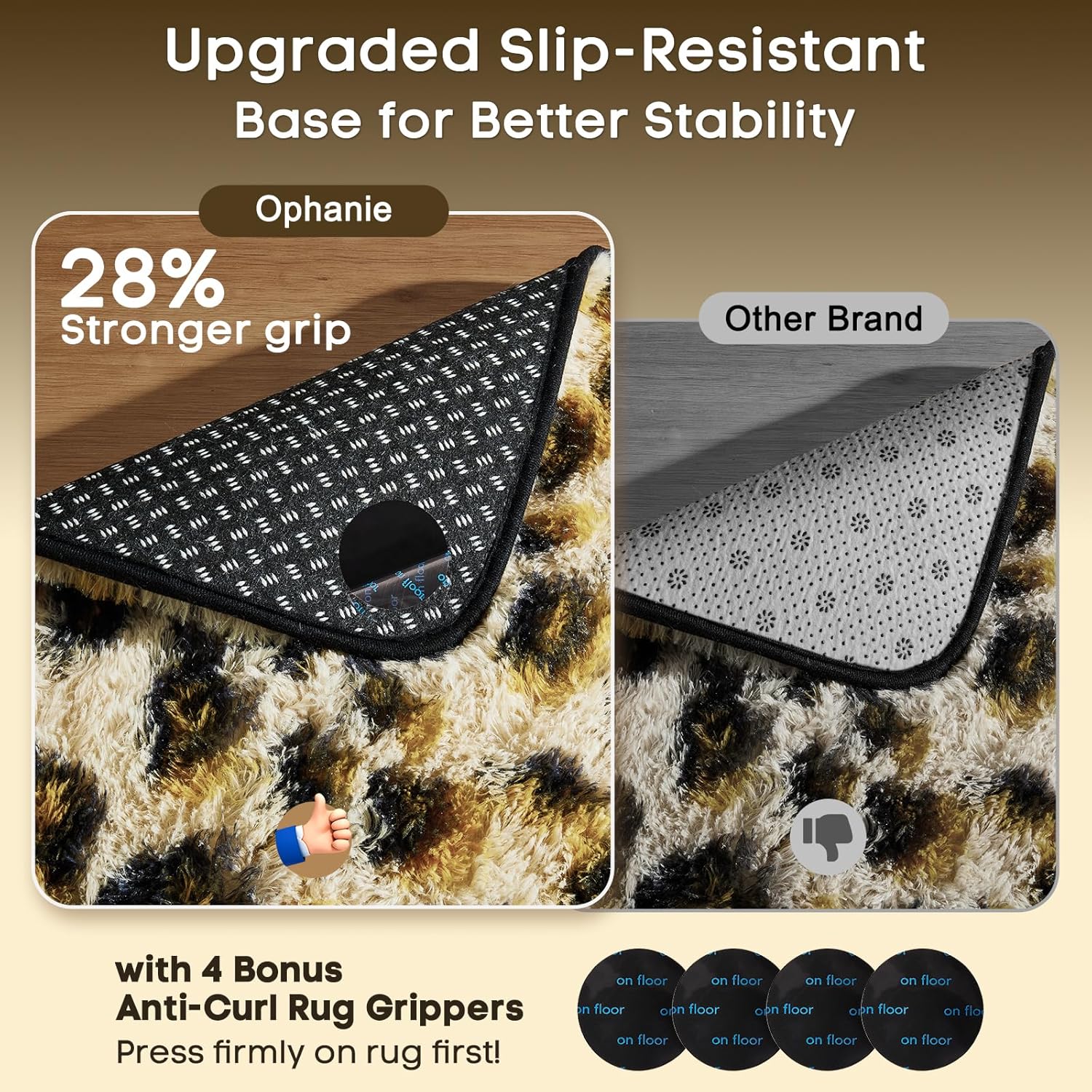Ophanie Leopard Print 4x6 Area Rug - Fluffy Shag Soft Plush Carpet for Bedroom & Nursery Decor