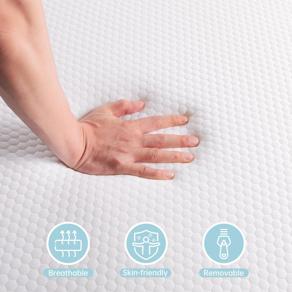 TeQsli Crib Mattress - Memory Foam Toddler Mattress with Breathable Washable Cover | Standard Size 52 x 27.6 x 4.5 Inch
