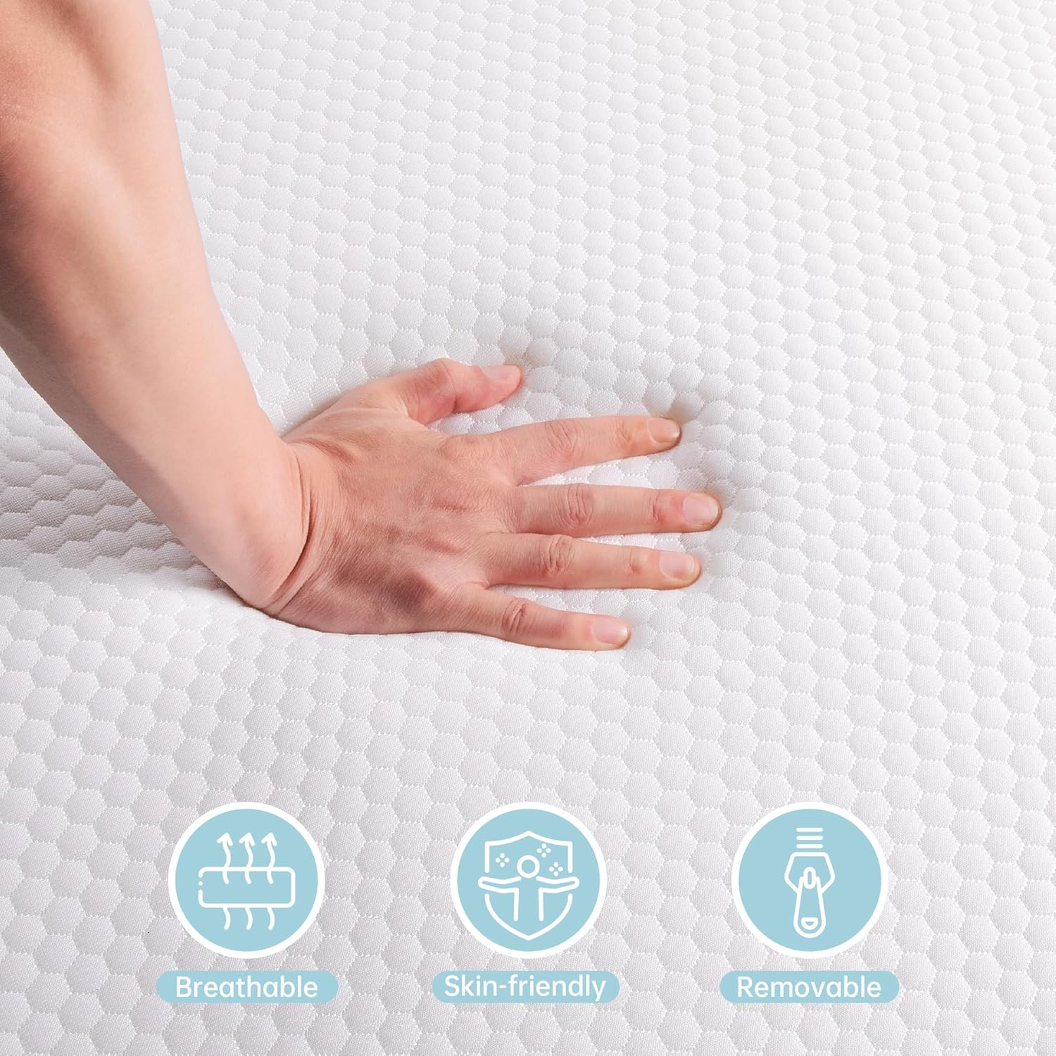 TeQsli Crib Mattress - Memory Foam Toddler Mattress with Breathable Washable Cover | Standard Size 52 x 27.6 x 4.5 Inch