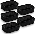 BINO Woven Plastic Basket - Stylish Space-Saving Storage | XS Black, 5-Pack | Jute Collection