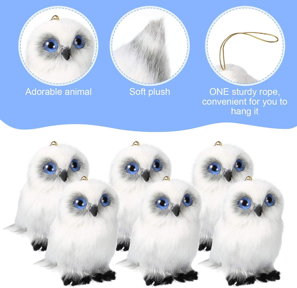 Skylety Mini Stuffed Owl Plush Toy - Soft 3.2 Inch White Hanging Ornament | Perfect for DIY Keychains & Gifts