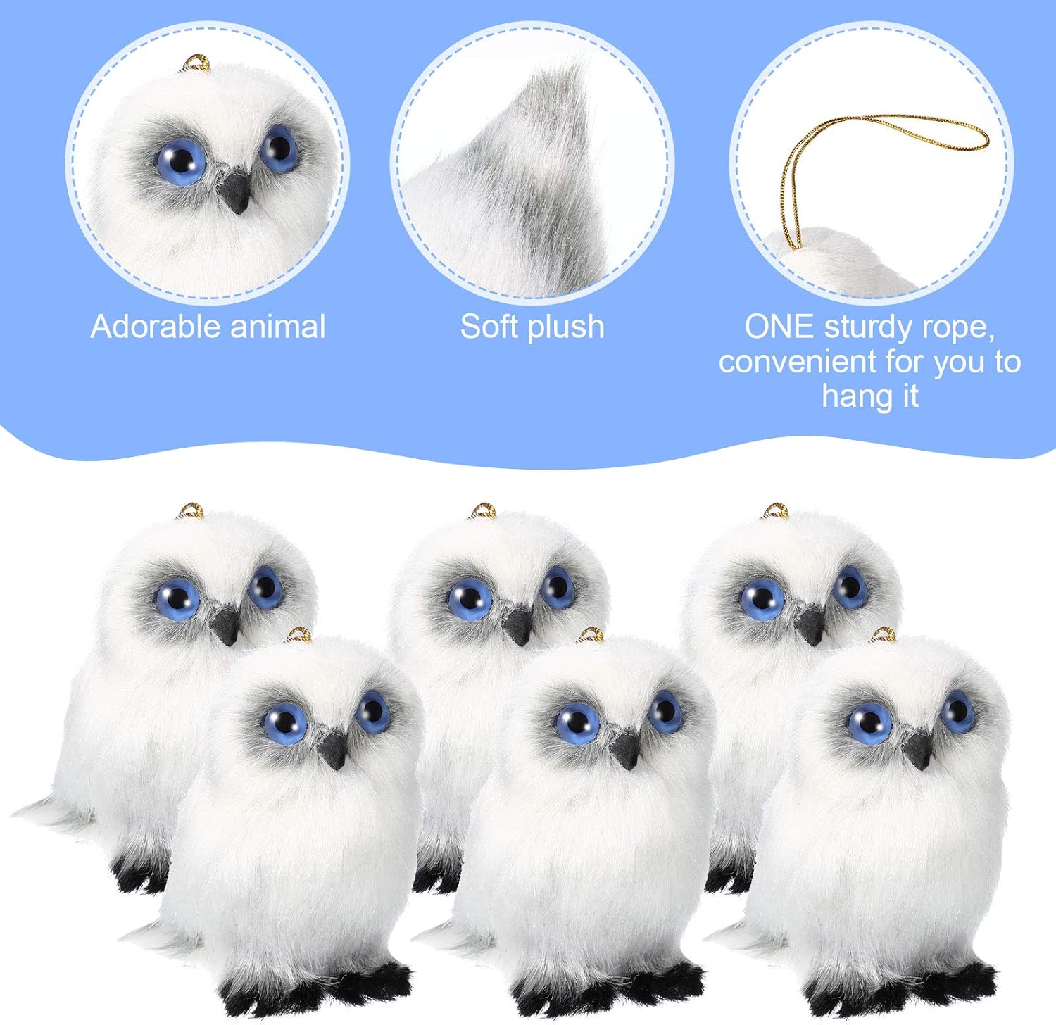 Skylety Mini Stuffed Owl Plush Toy - Soft 3.2 Inch White Hanging Ornament | Perfect for DIY Keychains & Gifts