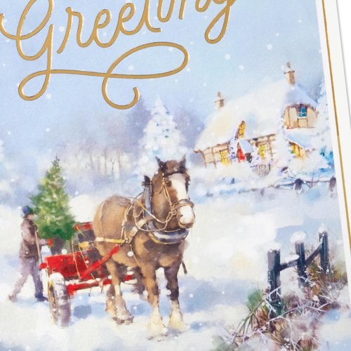 Hallmark Boxed Christmas Cards, Season's Greetings (16 Cards and 16 Envelopes) Horse and Sleigh