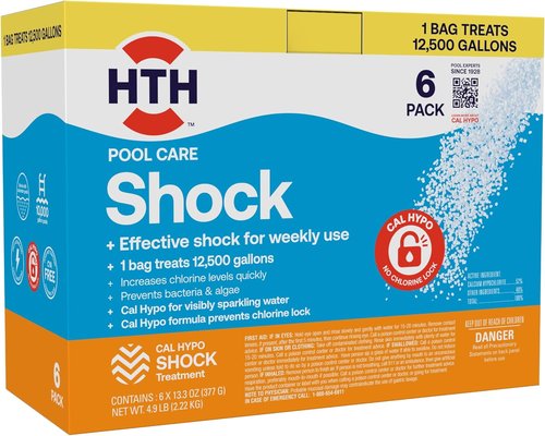 HTH 52030B Swimming Pool Shock - Boost Chlorine Levels with Cal Hypo Formula | 13.3oz (Pack of 6)