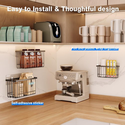 Mustorn 3 Pack Adhesive Cabinet Door Organizer, Lid Organizers Inside Cabinet Food Container/Tumbler Lid Organizer and Storage Cup Lids Holder for Kitchen & Bathroom Wall Mounted(Black)