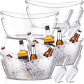 4 Pcs Ice Bucket for Parties Clear Bar Supplies 5.5 Liter Acrylic Champagne Bucket with 4 Ice Scoop Wine Tub for Champagne Beer Beverage Sparkling Cocktails