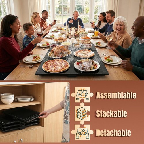 Electric Warming Tray, 33”x15” 4-in-1 Modular Buffet Warmer with 10 Temp Settings & Timer, Large Chafing Dish for Parties & Catering