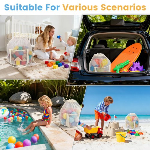 BREENHILL 4 Pack Large Mesh Toy Storage Bags,Heavy Duty Mesh Bag with Drawstring, Durable & Breathable for Toys, Laundry, Pool & Beach Accessories, Home & Travel Organization