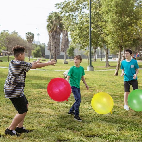LEEZZIZZ Punch Balloons - 41Pcs Thickened Neon Heavy-Duty Balloons with Rubber Band Handle for Kids' Parties