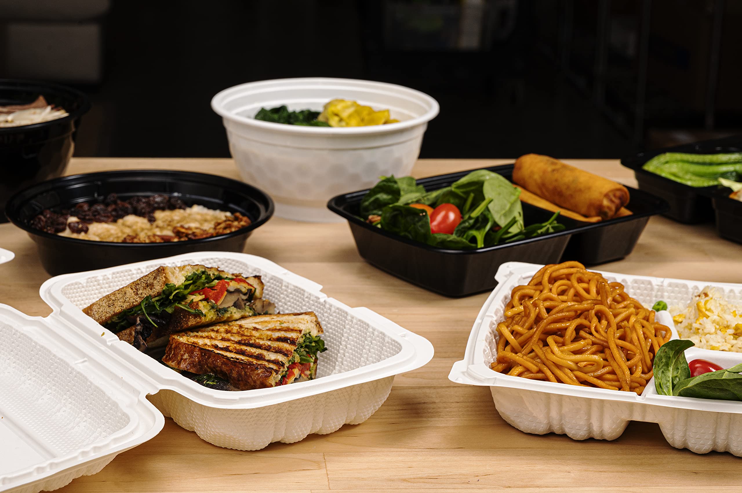 TIYA Food Bowl Inserts – Plastic Tier Separator for To-Go Containers – Fits 50 oz Bowls – Keeps Noodles Separate from Soup Broth – Bulk Pack of 240 – BPA-Free