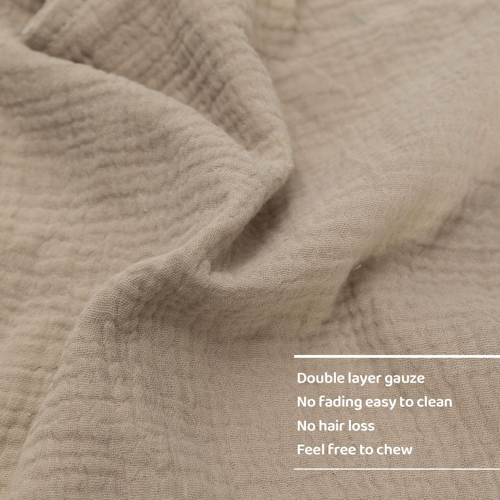 Organic Cotton Muslin Bunny Lovey Blanket, Soft & Breathable Security Blanket for Newborns, Unique Baby Gifts for Boys and Girls, 2 Pcs Set (Pink&Khaki)