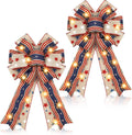 Regine Switzerland Patriotic Lighted Wreath Bow - Large Red, White & Blue 4th of July Decoration