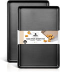 HONGBAKE Half Sheet Pan Set - 2 Pack Non-Stick Baking Sheets with Diamond Texture | 17.5" x 12" Dark Gray