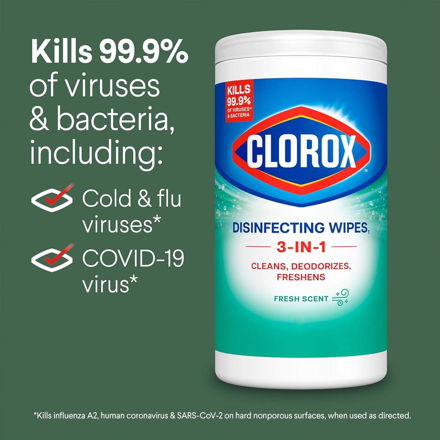 Clorox Disinfecting Cleaning Wipes - Fresh Scent, Bleach-Free, 75 Count | Effective Germ Protection