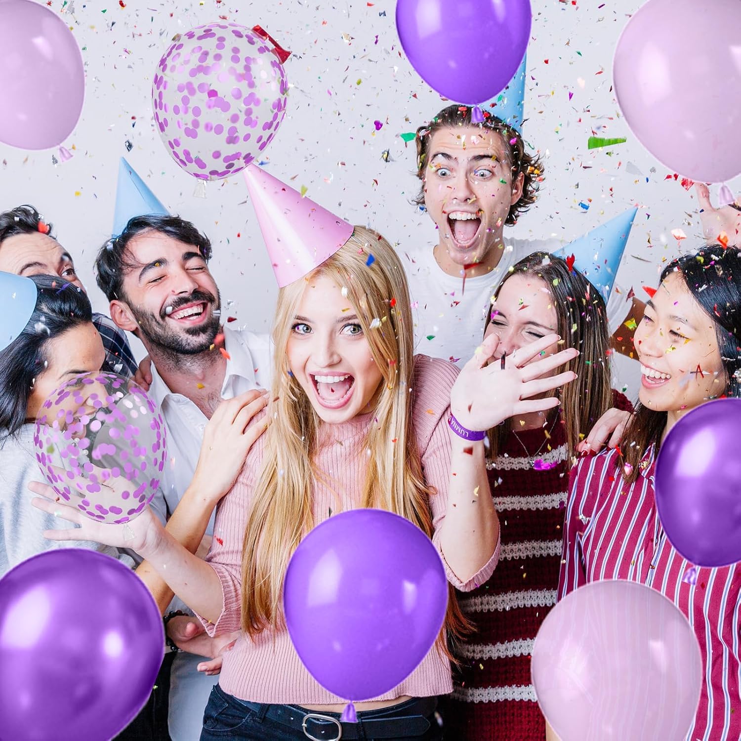 Skiennix 12-Inch Pearl Metallic Purple Balloons - 50PCS Macaron Light Purple Confetti for Parties & Celebrations