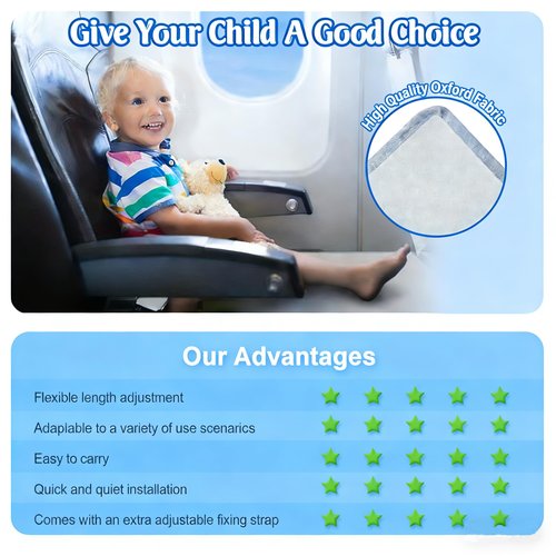 Qivine Toddler Airplane Bed, Traveling Airplane Bed with Fasten Belt, Flight Air Plane Seat Extender for Kids, Portable Beds Toddler Airplanes Seat Extender for Boys (Gray)