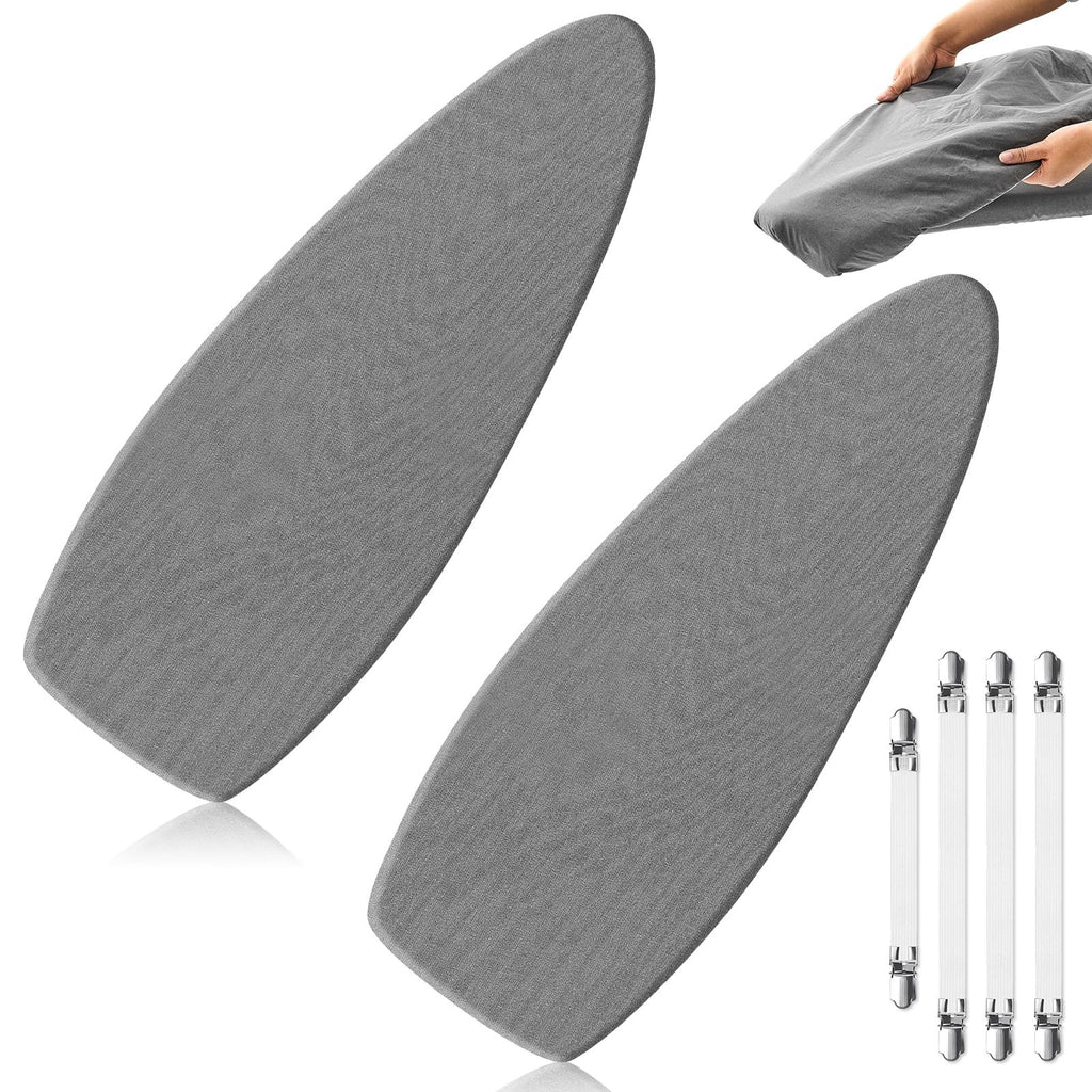 Treela 2 Pack Ironing Board Cover and Pad Fits 13" x 43" Ironing Board,Thick Scorch Resistant Padding, Heavy Duty Iron Covers Standard Boards, Hook and Loop Fastener Strap, Silver(18" x 47")