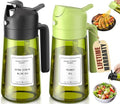 Vakoo 2 in 1 Oil Sprayer and Oil Dispenser for Kitchen - 16oz/470ml Light-Blocking Dark Glass Olive Oil Spray Bottle for Cooking, Air Fryer, Salad & BBQ (Black&Green)