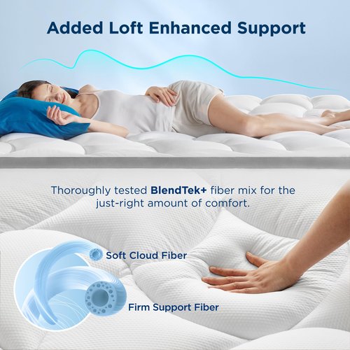 Bedsure Mattress Topper Queen - Pillow Top Queen Mattress Protector with 8-21 Inches Deep Pocket, 800 GSM Extra Thick Waterproof Bed Pad Fitted, Soft Cover Bed for Home, Bedroom, Hotel - White