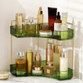 Skiennix Corner Bathroom Counter Organizer - 2-Tier Makeup & Perfume Shelf in Green