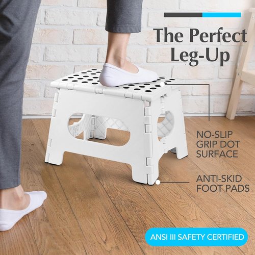 Handy Laundry Folding Step Stool - Lightweight & Sturdy for Adults and Kids - Easy One-Flip Design (White | 2-Pack)