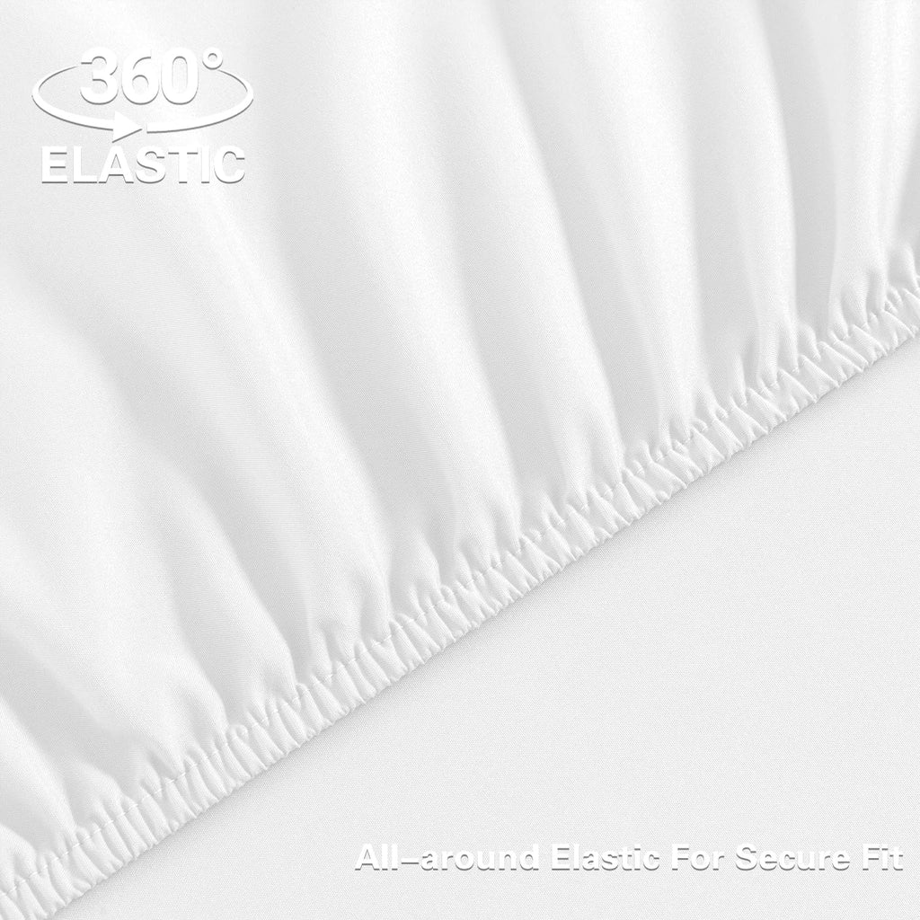 Queen Sheet Set - 4-Piece Soft Microfiber Bed Sheets | Breathable, Deep Pocket, Hotel Luxury, Oeko-Tex Certified - White