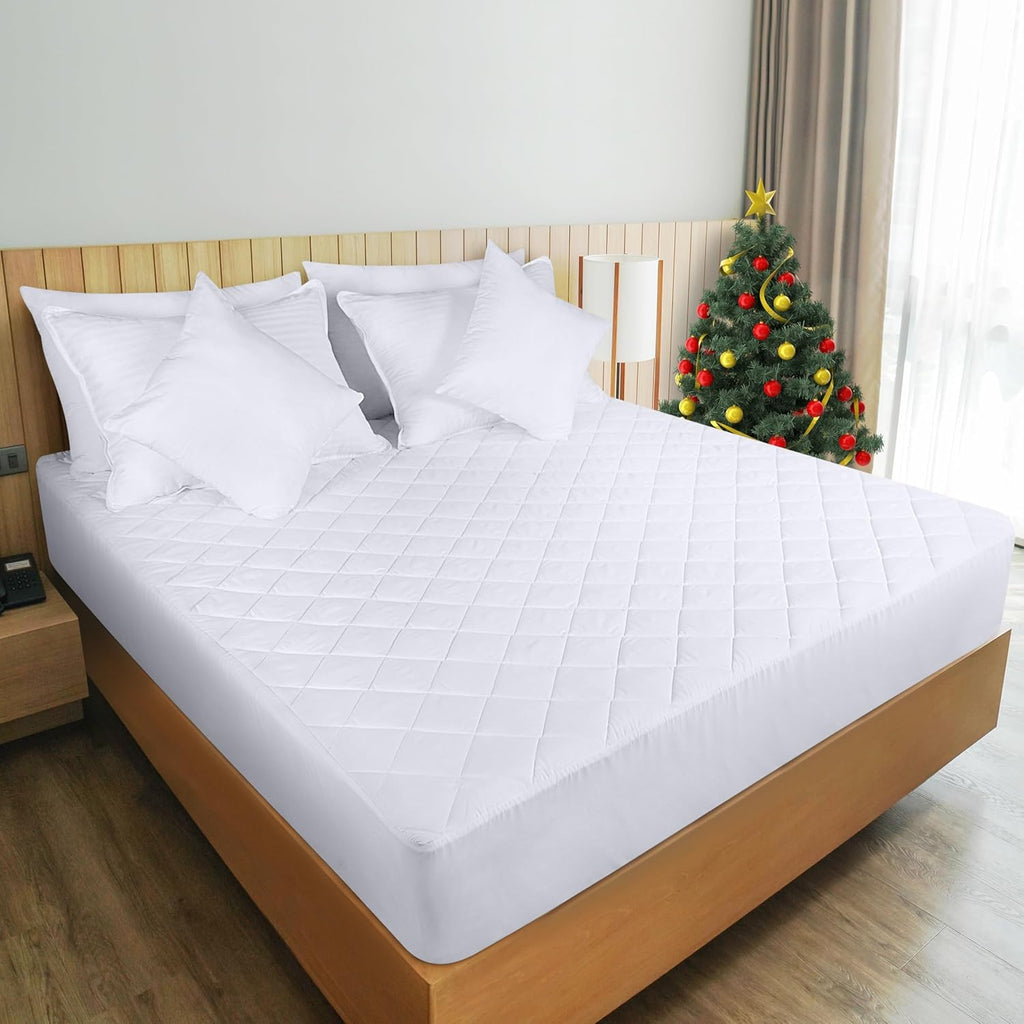 Utopia Bedding Twin Size Quilted Fitted Mattress Pad - Deep Pocket Protector, Machine Washable (White)