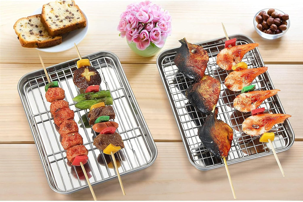 Yododo Baking Sheet Set - Stainless Steel Cookie Sheets with Cooling Racks | 9-Inch, Non-Toxic, Heavy Duty
