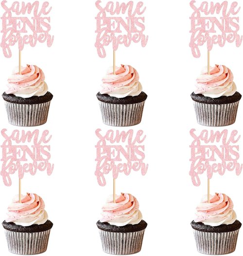 Ercadio Cupcake Toppers - 24 Pcs Pink "Same Forever" Picks for Bachelorette & Bridal Shower Celebrations