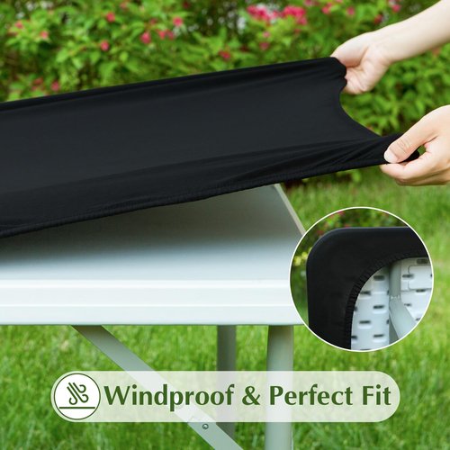 mylacerhome 2 Pack Square Fitted Tablecloth 34X34 Inch Stretch Spandex Card Table Cover Black Washable Cloth Elastic Table Topper for Indoor and Outdoor