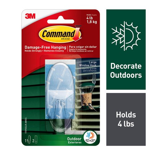Command Hook, Large, Clear, 1-Hook (17093CLRES), Organize Damage-Free