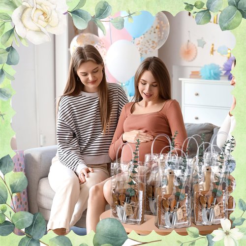 Patelai 6 Sets Baby Shower Prizes for Game Player Baby Shower Winners Gifts Cheese Boards Forks Knives Towels Whisks Artificial Eucalyptus Stems Bags Thank You Cards for Guests Bridal(Retro Color)