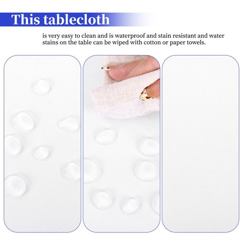 6 Pack White Round Tablecloth 120 Inch, White Tablecloths Waterproof Polyester Table Cloth for Round Tables, Stain and Wrinkle Resistant Washable Fabric Table Cover for Party Dining Wedding Banquet