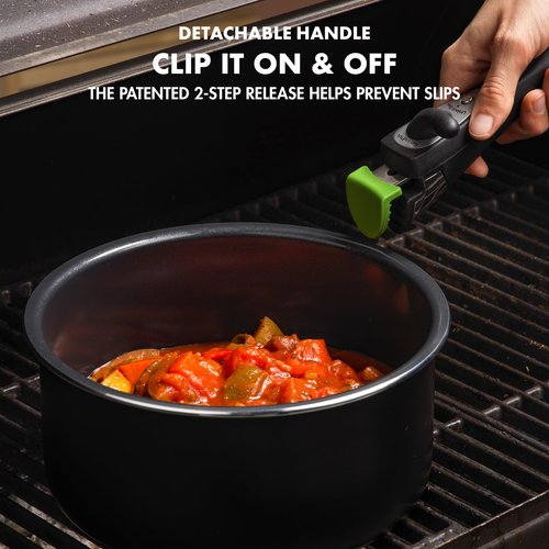 GreenPan Clip Series 1.7QT and 3.3QT Saucepan Set with Detachable Handle, Aluminum, Healthy Ceramic Nonstick Coating, Induction, Dishwasher Safe, PFAS-Free, Black